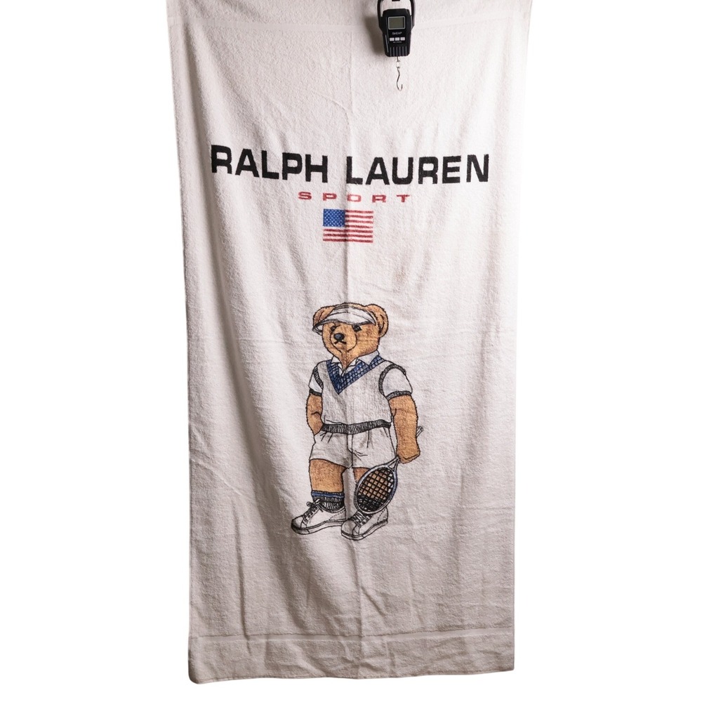 Vintage Ralph Lauren Sport Tennis Country Club Polo Bear Beach Towel 35x72 NWT